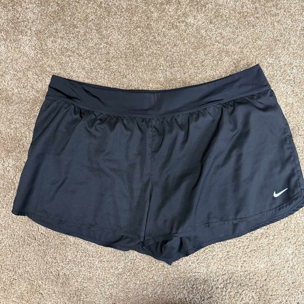 Nike Element Swim Board Shorts Womens 3X Black Stretch Built In Brief Beach Gym